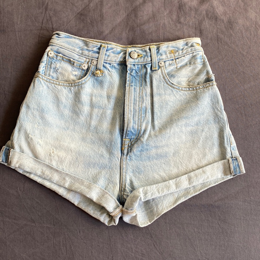 R13 high rise denim shorts